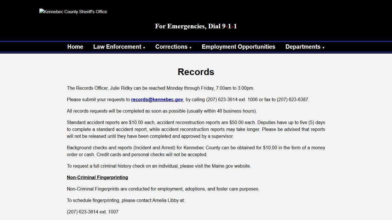 Records - Kennebec County Sheriff's Office