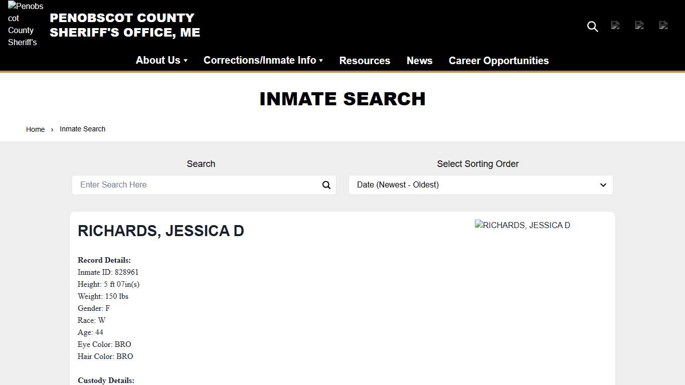Inmate Search Penobscot County Sheriff’s Office